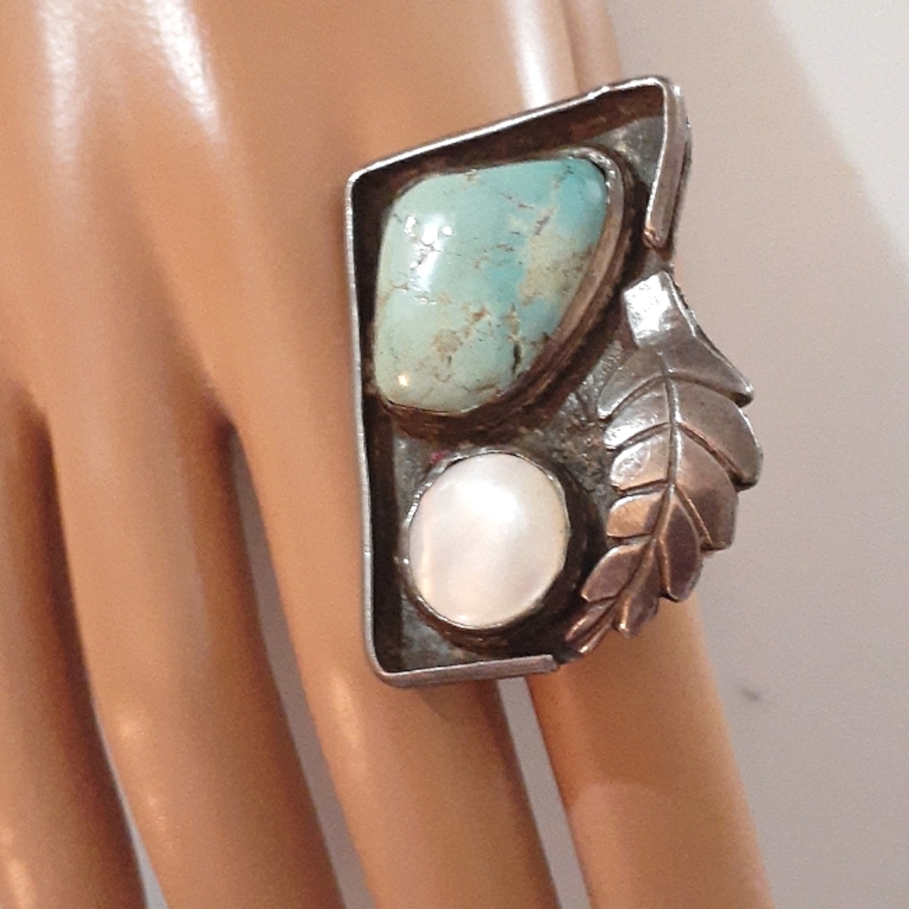 SOLD VTG ๐ Mother of Pearl & Turquoise - Picture 1 of 10